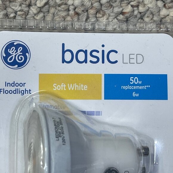 (2) GE Basic LED 50W EQ 6W Soft White Dimmable LED Light Bulb Indoor Floodlight - Picture 6 of 6